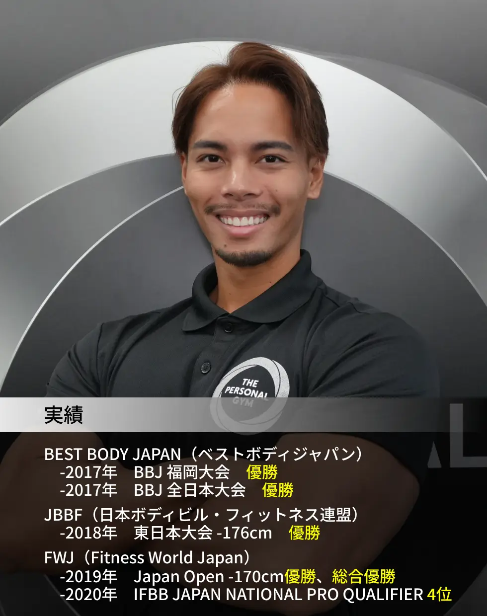 林トレーナー。ベストボディジャパン優勝、JBBF優勝、FWJ優勝の実績